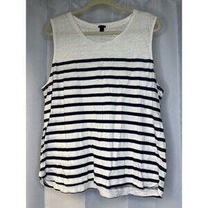 J. Crew Women's  Blue Stripe Nautical Coastal Sleeveless Top Tank - Size XL